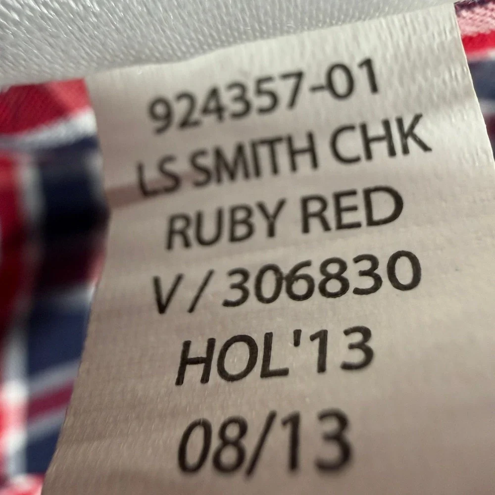Banana Republic Shirt Check Men XL Ruby Red Plaid Cotton Button Down Long Sleeve